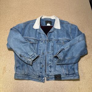 Vintage Evergreen Denim Jacket Size M Blue Blanket Lined Corduroy Collar